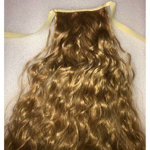 Ash Blond 22 Inch Long Kinky Curly Clip In Ponytail Synthetic Hair